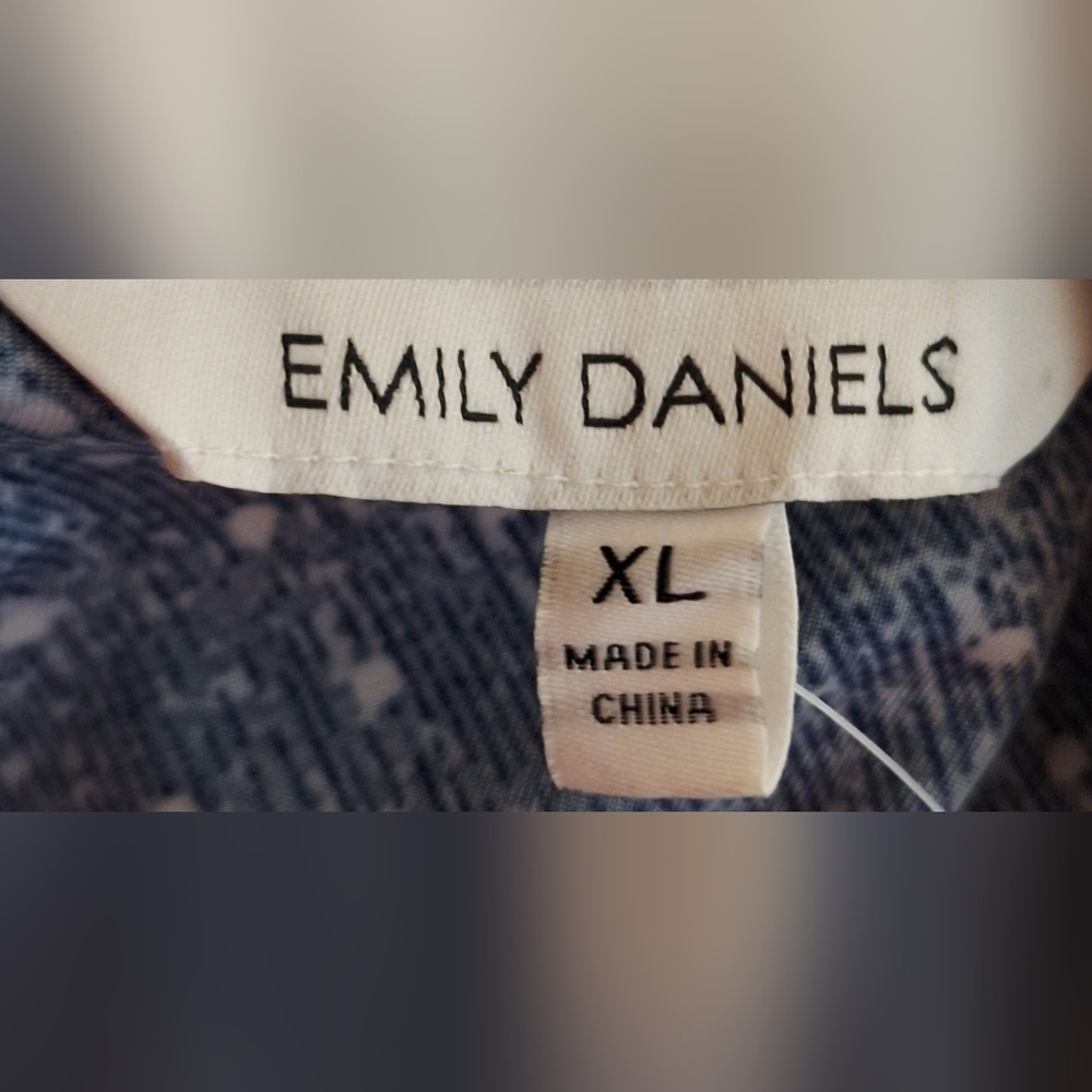 EMILY DANIELS Blue Denim Color Midi Dress with Lacy Silver Overlay - Picture 9 of 10